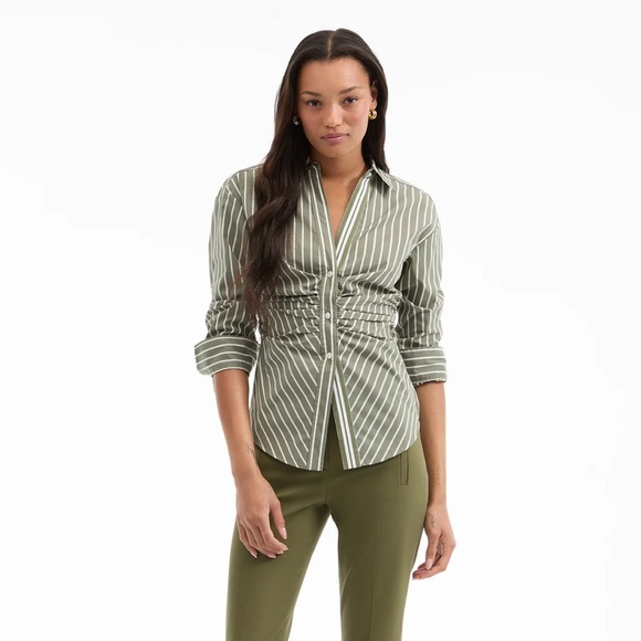 Veronica Beard Devra Striped Button-Down Shirt - Picture 1 of 6